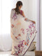 Soft Georgette Floral Digital Print Saree with Mirror Work & Arco Border