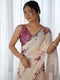 Soft Georgette Floral Digital Print Saree with Mirror Work & Arco Border