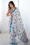 Soft Georgette Digital Print Saree with Mirror Work Border
