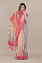 Pure Linen Cotton Saree with Silver Jari Border & Digital Print