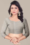Pure Linen Cotton Saree with Silver Jari Border & Digital Print