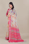 Pure Linen Cotton Saree with Silver Jari & Digital Print