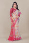 Pure Linen Cotton Saree with Silver Jari & Digital Print