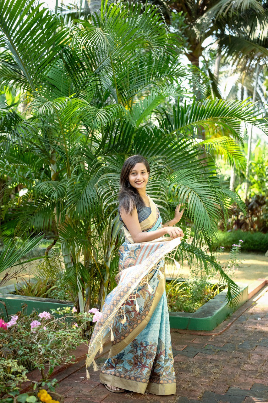 Mysore Silk Saree with Digital Print & Jalar Pallu