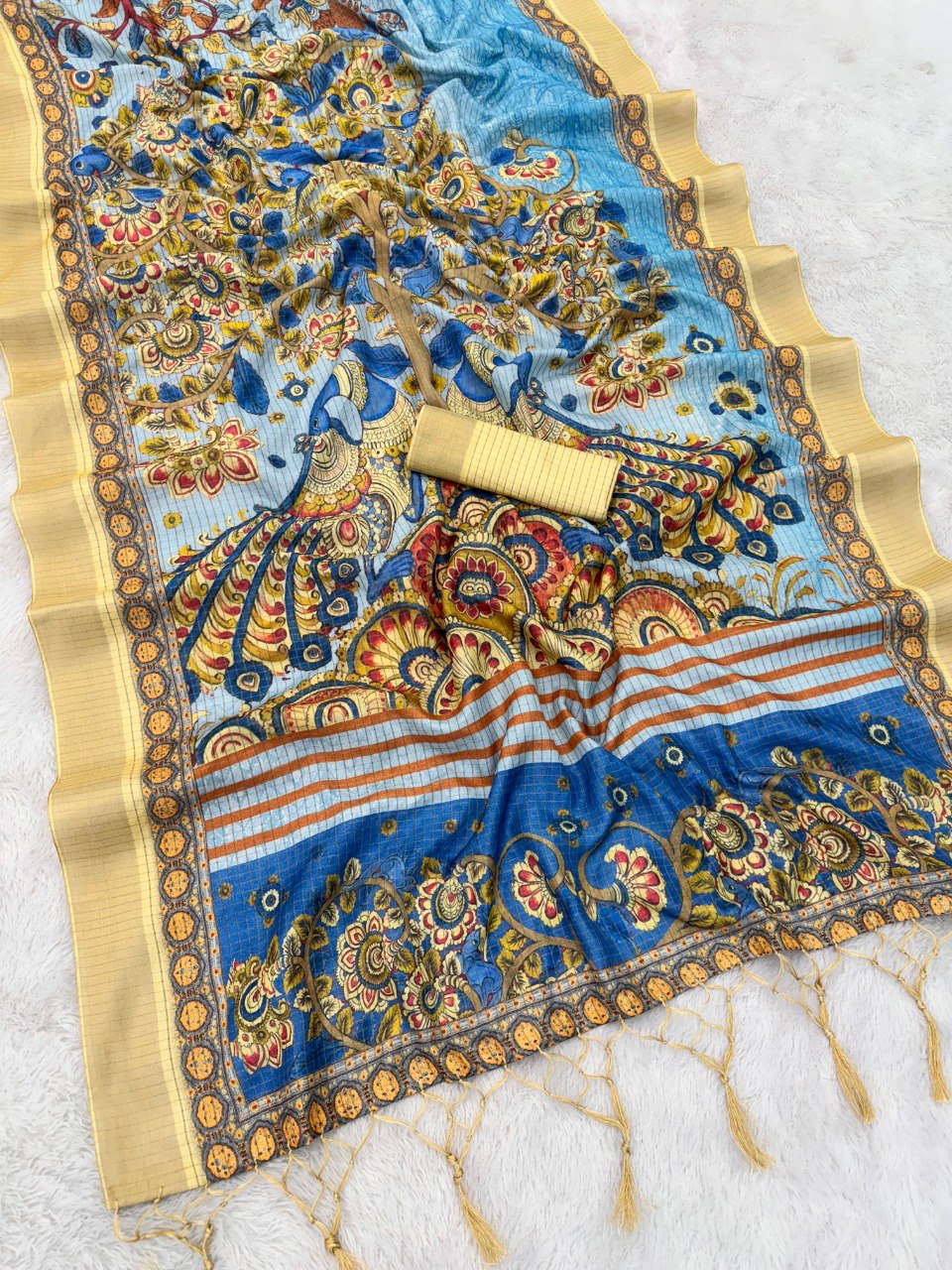 Mysore Silk Saree with Digital Print & Jalar Pallu