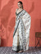 Ivory Black Gajri Silk Saree with Digital Print & Handmade Zalar