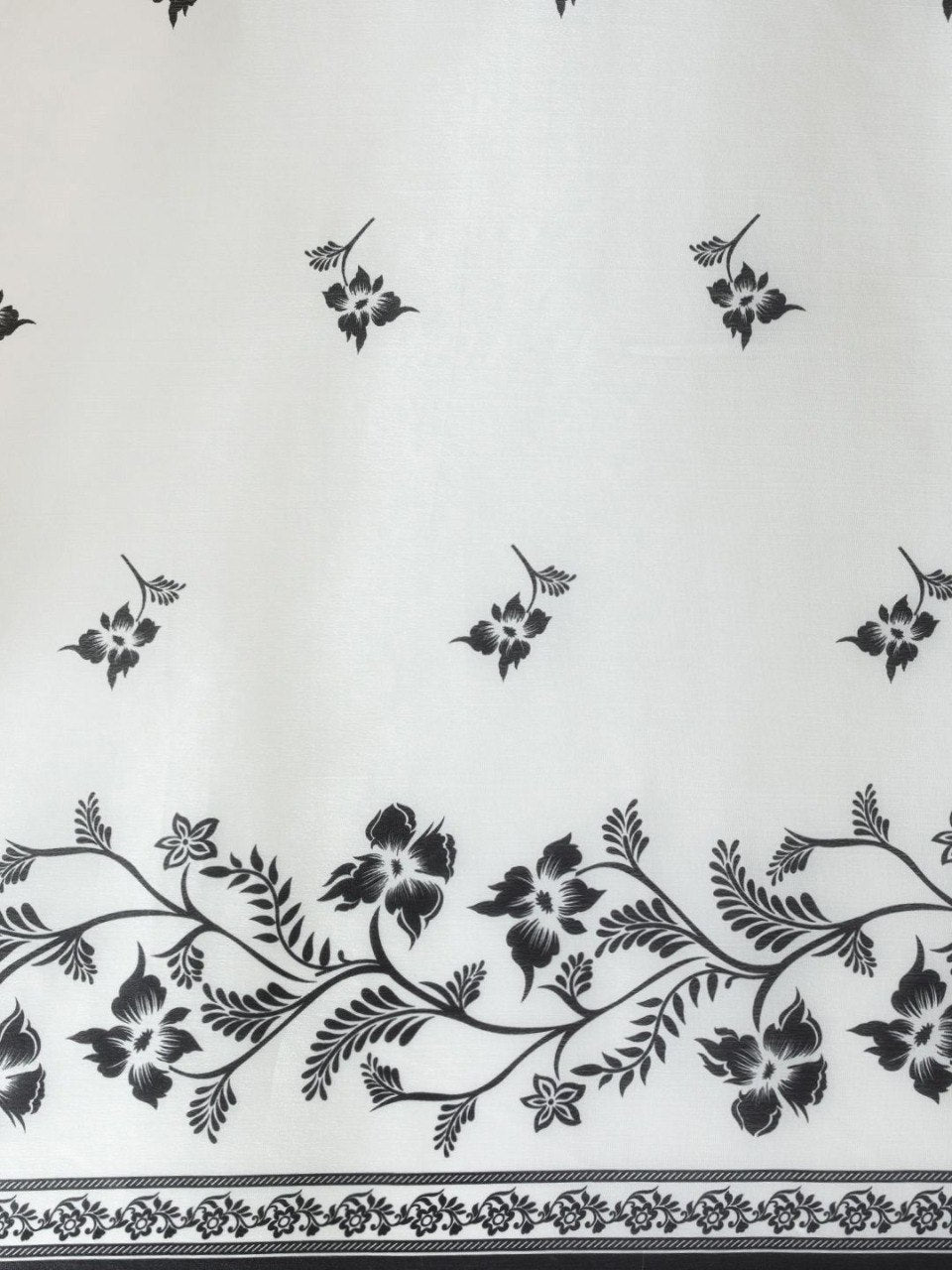 Ivory Black Gajri Silk Saree with Digital Print & Handmade Zalar