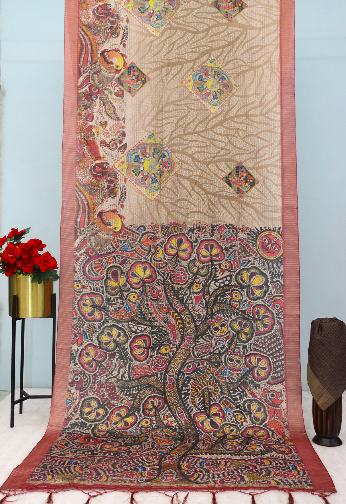 ✨ Elegant Mysore Silk Saree with Pure Jari, Small Checks & Designer Digital Print