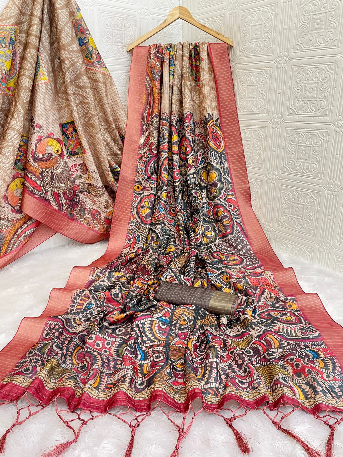 ✨ Elegant Mysore Silk Saree with Pure Jari, Small Checks & Designer Digital Print