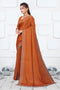 Elegant Dola Silk Saree in Deep Brown with Siroski Work Border