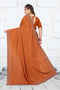 Elegant Dola Silk Saree in Deep Brown with Siroski Work Border
