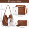 Set Of 3 Brown Light Weight Pu Leather Handbag Combo For Women