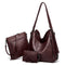 Set Of 3 Wine Light Weight Pu Leather Handbag Combo For Women