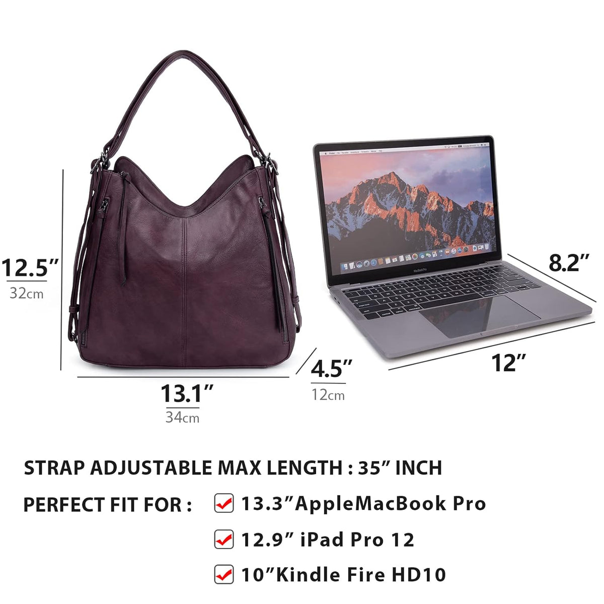 Set Of 3 Wine Light Weight Pu Leather Handbag Combo For Women