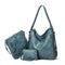 Set Of 3 Blue Light Weight Pu Leather Handbag Combo For Women