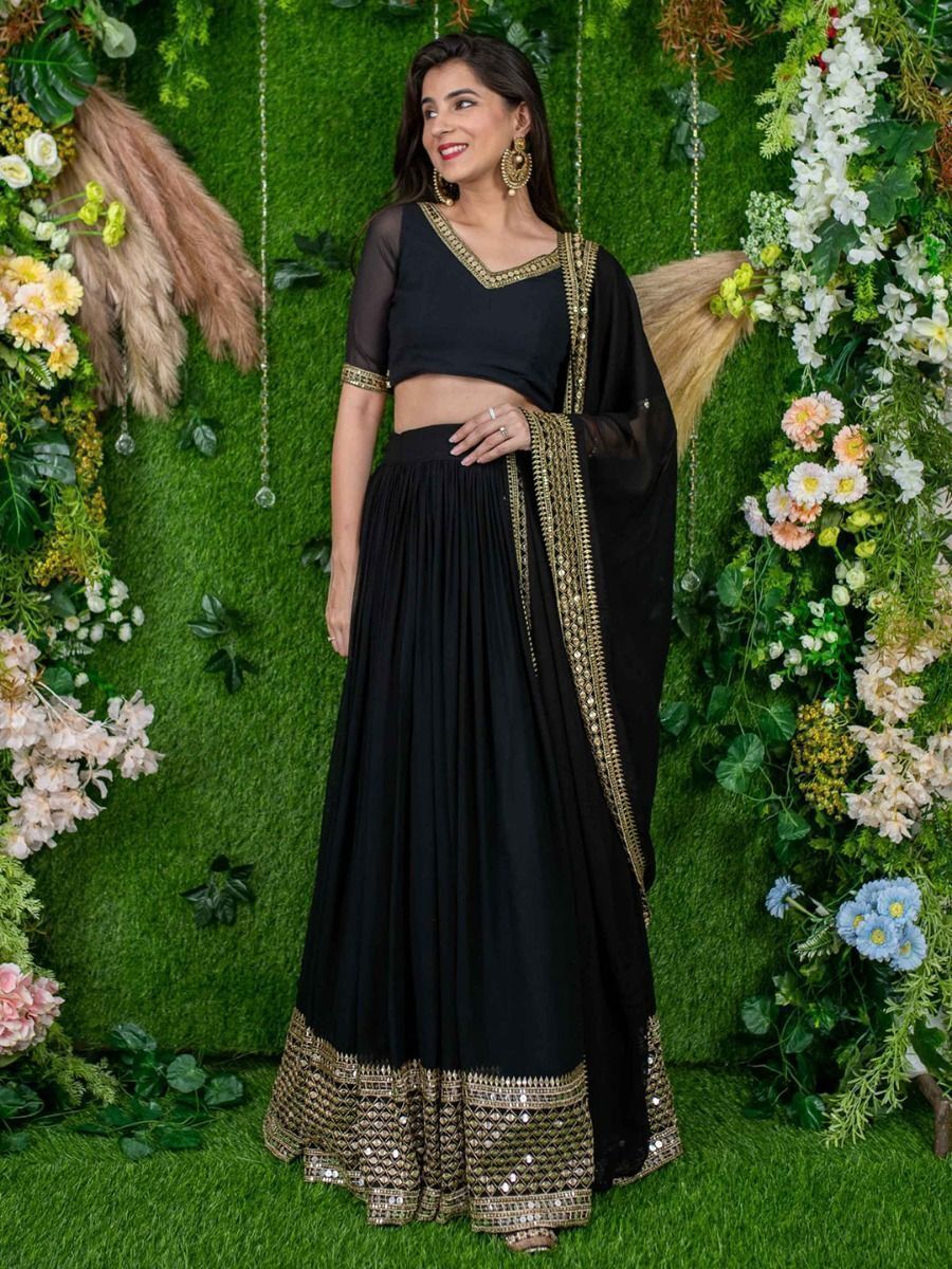 Luxury Embroidered Semi Stitched Lehenga Choli Dupatta