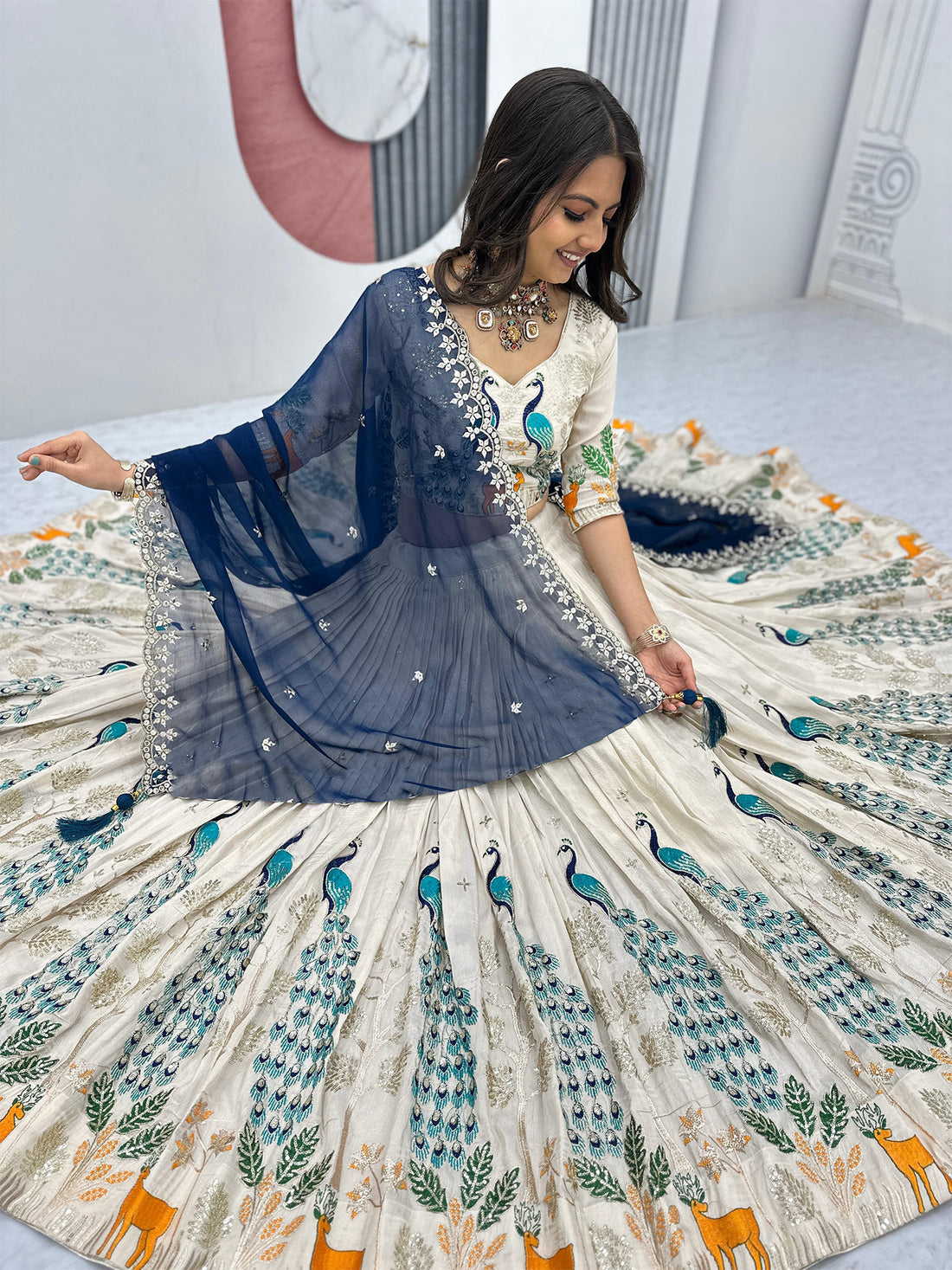 Festive Semi Stitched Lehenga Choli with Dupatta