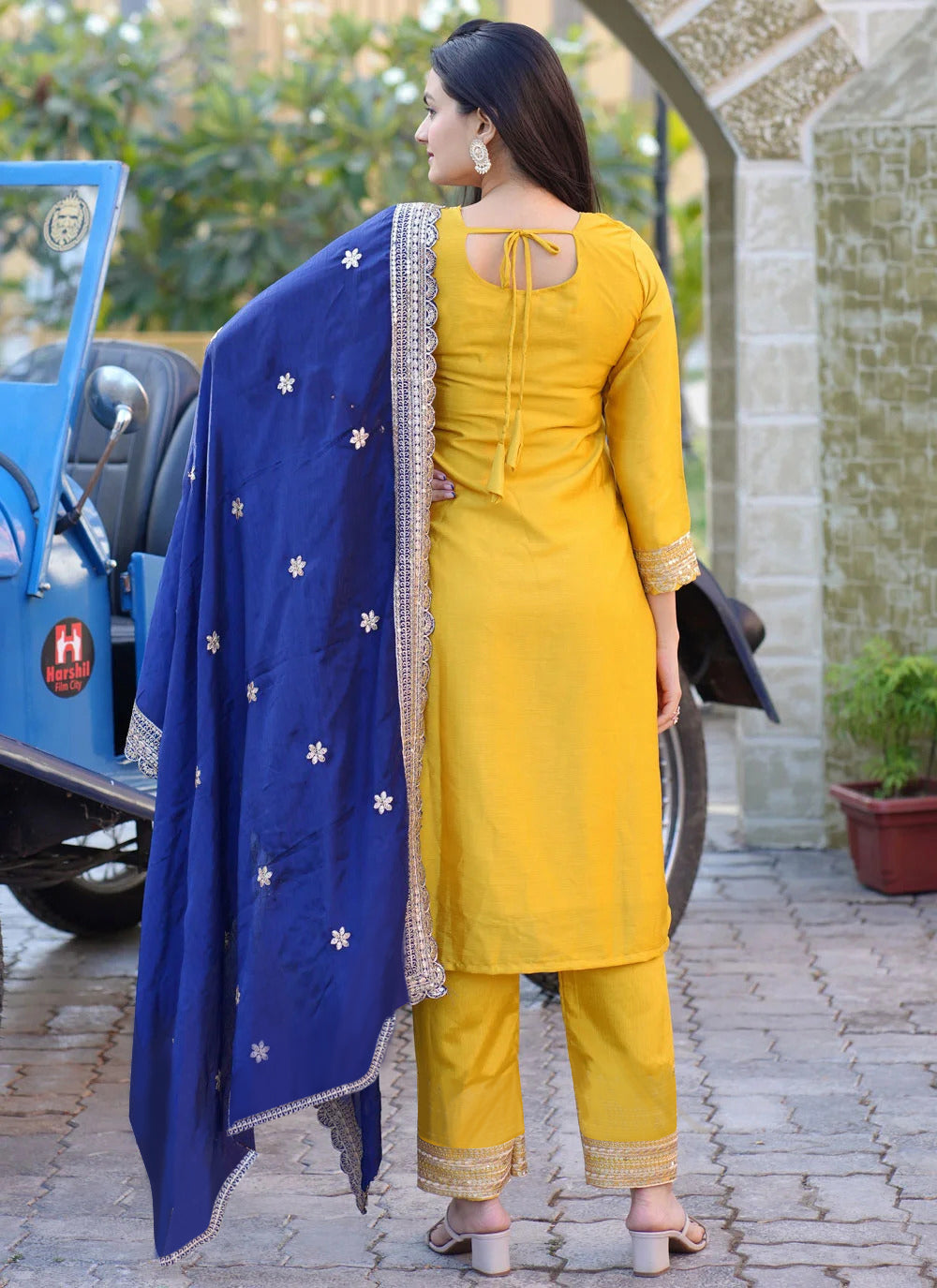 Tesla Blue Dupatta Kurta Set