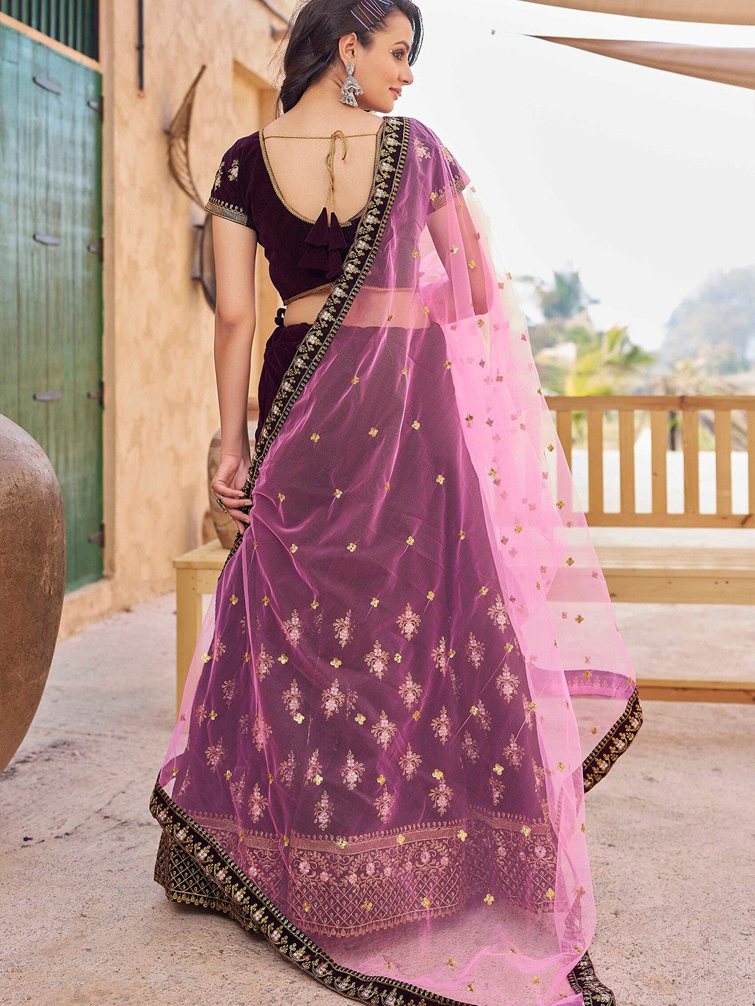 Zari Work Semi Stitched Lehenga Choli Dupatta
