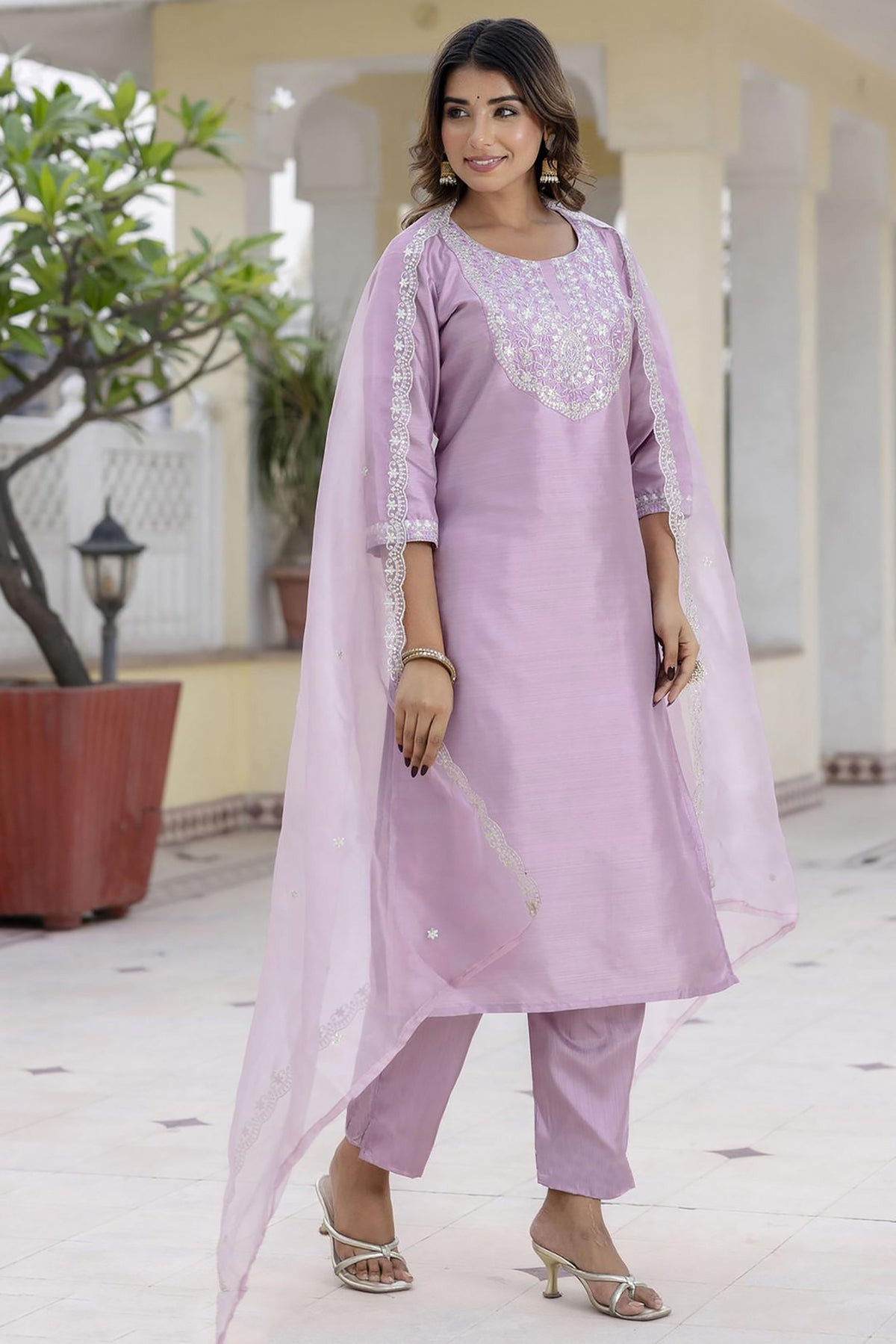 Tesla Kurta Organza Dupatta Set