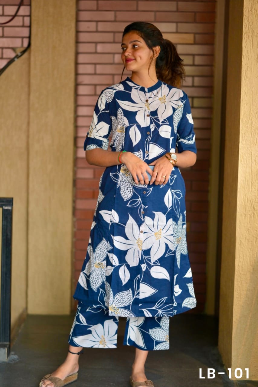 Heavy Rayon Co-ord Set with A-Line Kurti & Ankle-Length Pant