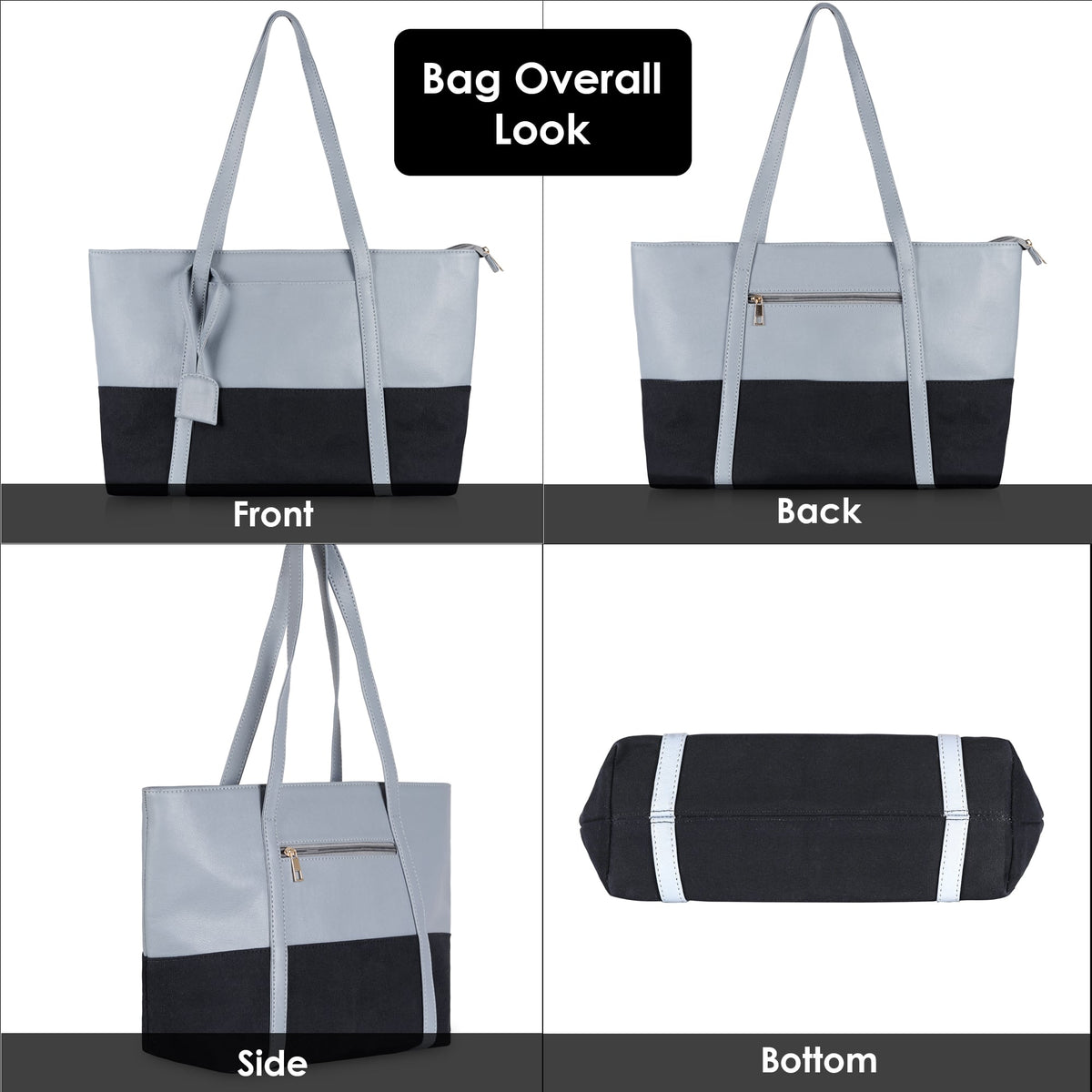 Premium Faux Leather Shoulder Bag – Spacious Light Blue Women’s Handbag