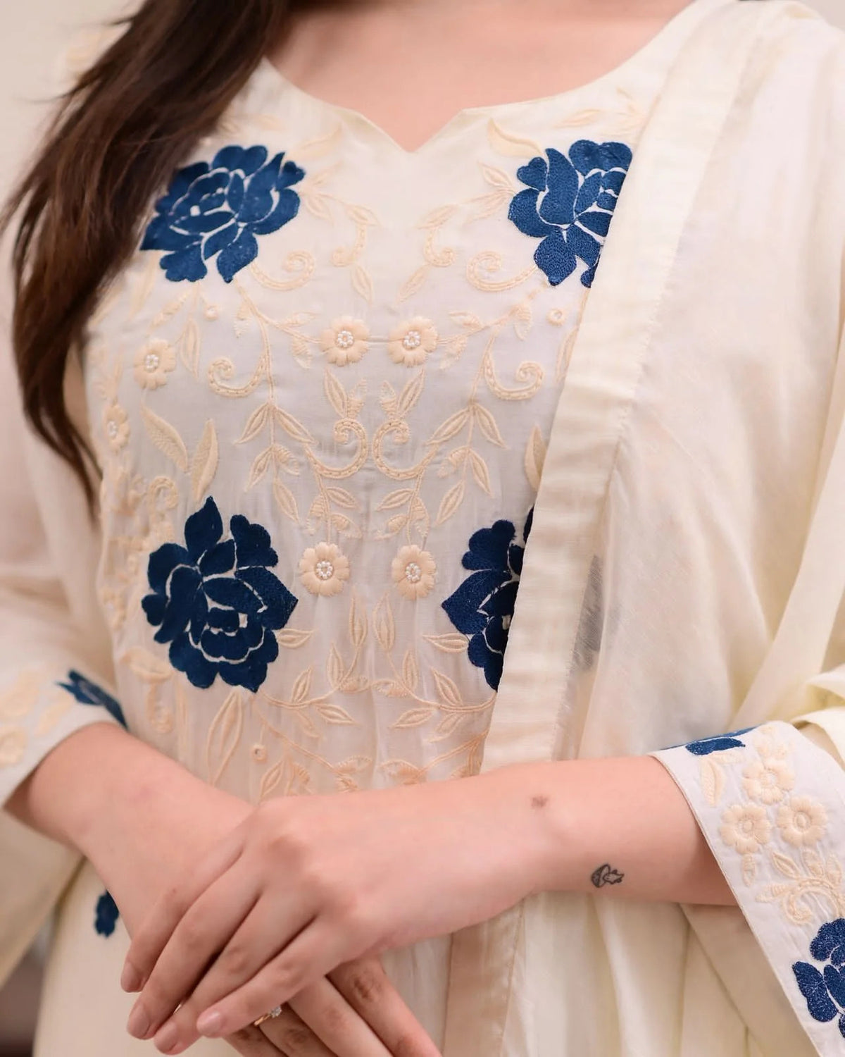 Tesla Embroidered Kurta Pant Dupatta Set