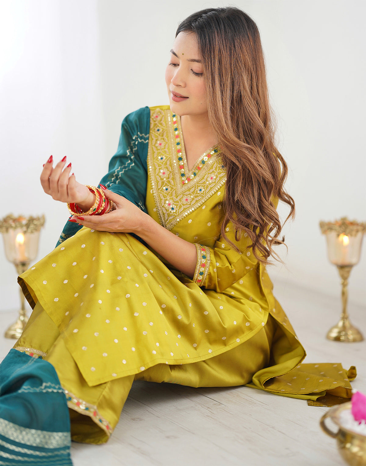 Stylish Women’s Silk Kurta Pant Dupatta Set