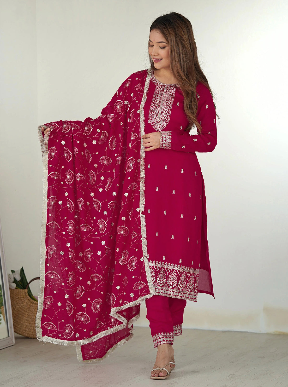 Georgette Embroidered Kurta Pant Dupatta Set