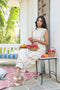 Pure Khadi Sleeveless Suit Set with Contrast Embroidery Work – Top & Bottom