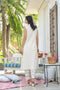Pure Khadi Sleeveless Suit Set with Contrast Embroidery Work – Top & Bottom