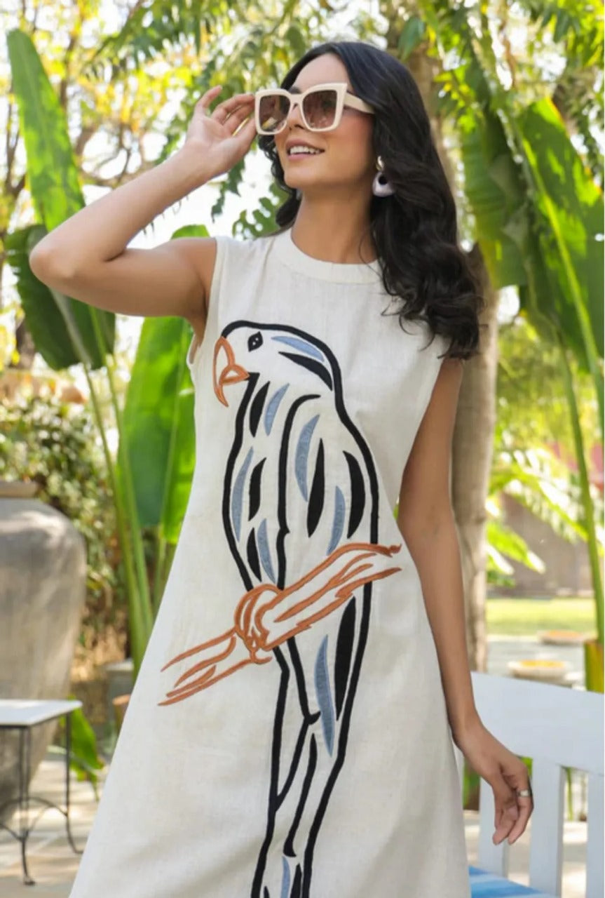 Khadi Silk Set with Peacock Embroidery – Top & Matching Pan