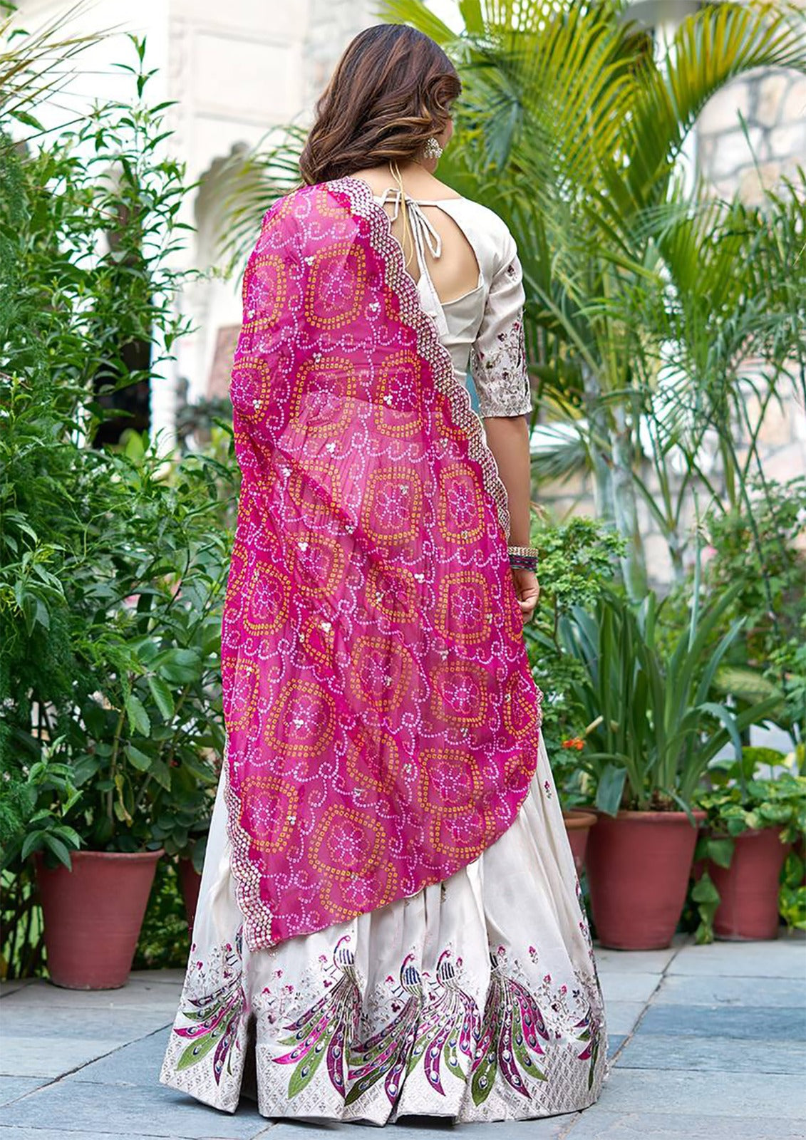 White Grace: Embellished Semi-Stitched Lehenga Choli