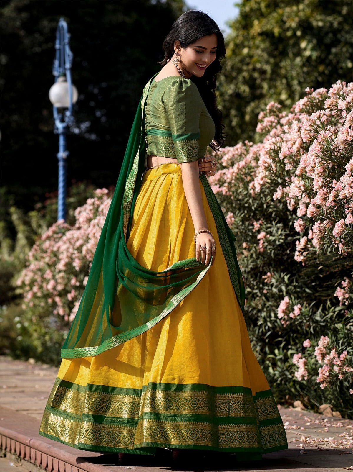 Golden Glow: Embellished Semi-Stitched Lehenga Choli