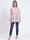 Stylish V-Neck Rayon Top with Multi-Color Digital Print and 3/4 Sleeves