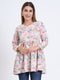 Stylish V-Neck Rayon Top with Multi-Color Digital Print and 3/4 Sleeves
