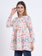 Stylish V-Neck Rayon Top with Multi-Color Digital Print and 3/4 Sleeves