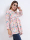 Stylish V-Neck Rayon Top with Multi-Color Digital Print and 3/4 Sleeves