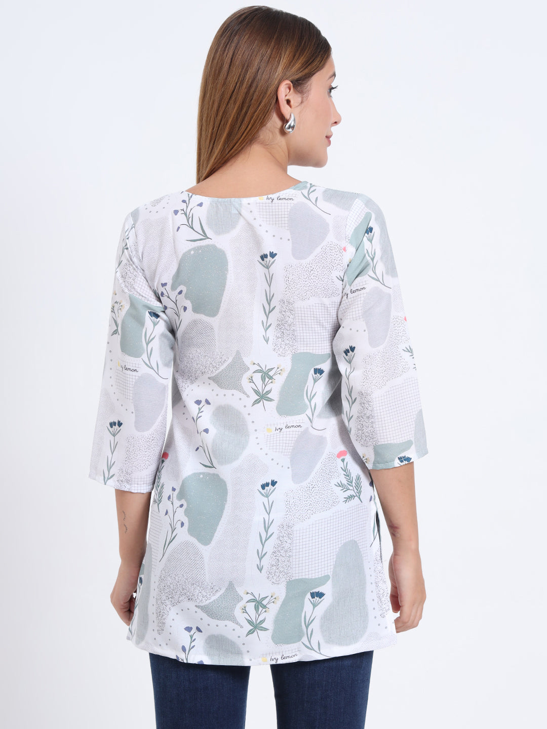Stylish Digital Print Rayon Top for Women – 3/4 Sleeve