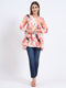 Trendy Rayon V-Neck Top – Multi-Colour Digital Print, 3/4 Sleeve