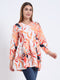 Trendy Rayon V-Neck Top – Multi-Colour Digital Print, 3/4 Sleeve