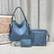 Set Of 3 Blue Light Weight Pu Leather Handbag Combo For Women