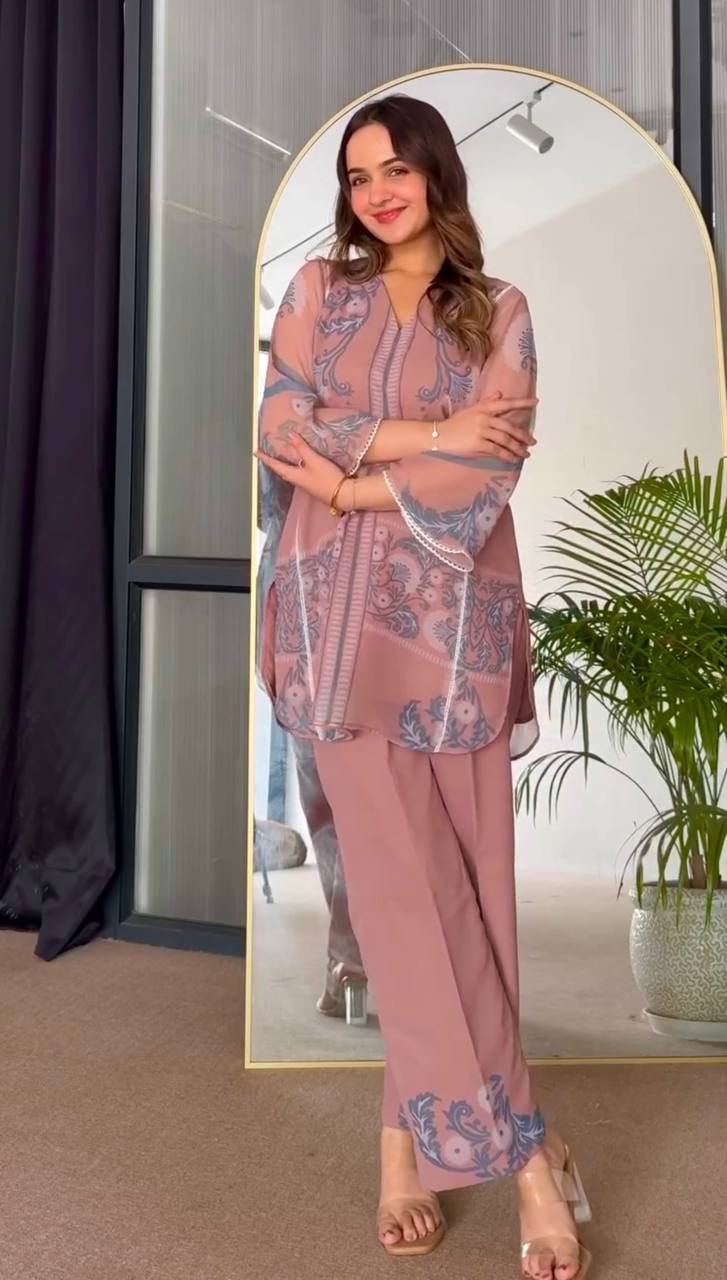Party Wear Printed Top & Plazzo with Inner – Fully Stitched