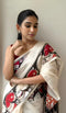 Graceful Chanderi Cotton Saree with Artistic Digital Print & Handmade Zalar