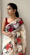 Graceful Chanderi Cotton Saree with Artistic Digital Print & Handmade Zalar