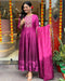 Regal Grace: Anarkali Flared Silk Kurta Pant Dupatta Set
