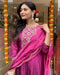 Regal Grace: Anarkali Flared Silk Kurta Pant Dupatta Set