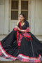 White Cotton Navratri Chaniya Choli with Mirror & Gota Patti Work