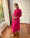 Pure Cotton Kurta-Pant Set with Embroidered Organza Dupatta