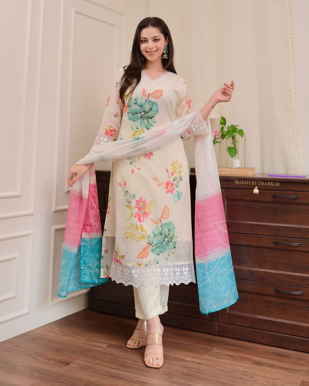 Elegant Reshmi Orgenza: Handwork Dupatta Pant Set